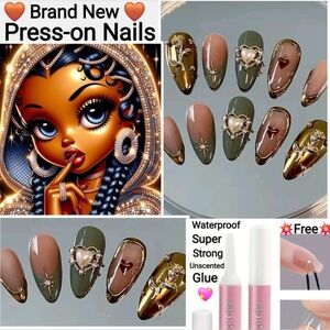 10pcs Handmade Vintage 3D Floral Rhinestone Accent, Star Heart Rose 5D Nail Art